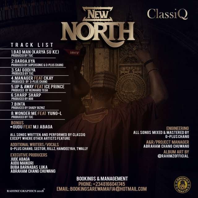 Tracklist for ClassiQ's ''New North'' EP (ChocolateCity)
